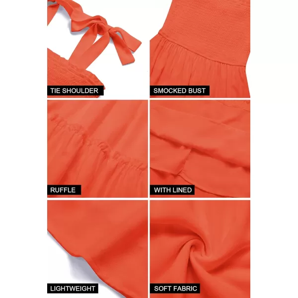 imageZESICA Womens Summer Spaghetti Strap Sleeveless Square Neck Ruffle A Line Swing Mini DressOrange