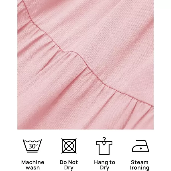 imageZESICA Womens Summer Spaghetti Strap Sleeveless Square Neck Ruffle A Line Swing Mini DressPink
