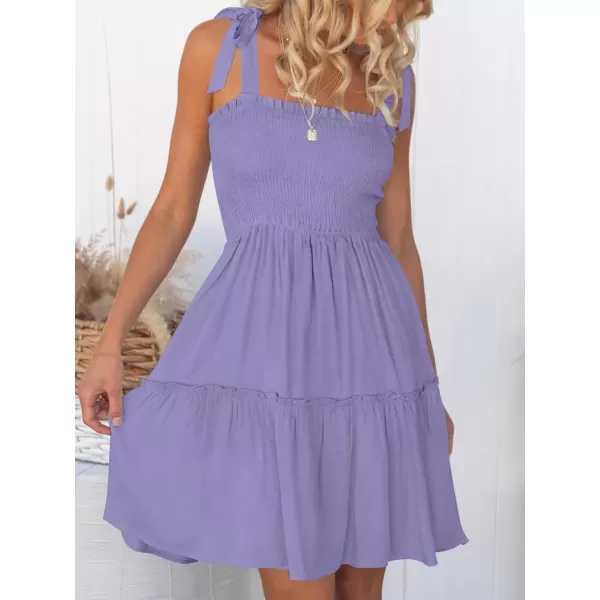 imageZESICA Womens Summer Spaghetti Strap Sleeveless Square Neck Ruffle A Line Swing Mini DressPurple