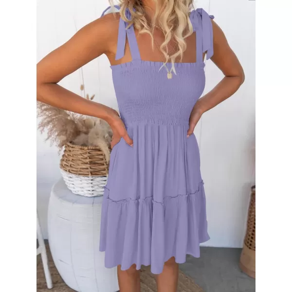 imageZESICA Womens Summer Spaghetti Strap Sleeveless Square Neck Ruffle A Line Swing Mini DressPurple