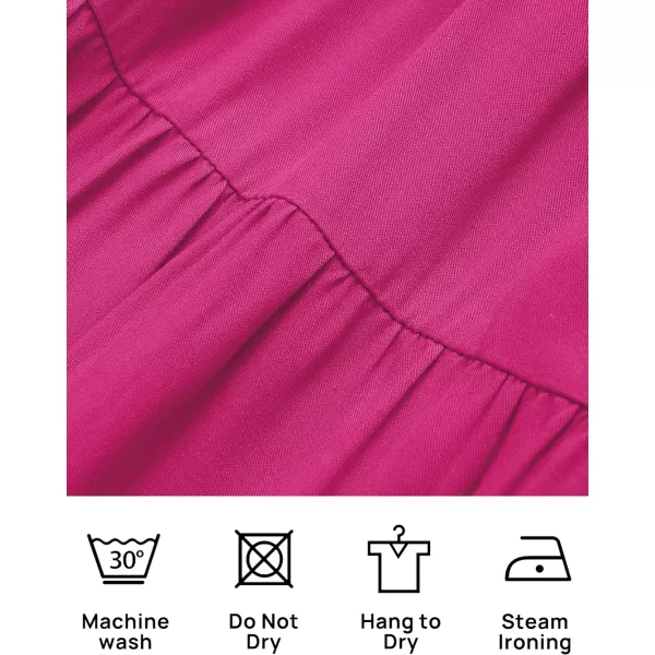imageZESICA Womens Summer Spaghetti Strap Sleeveless Square Neck Ruffle A Line Swing Mini DressRose