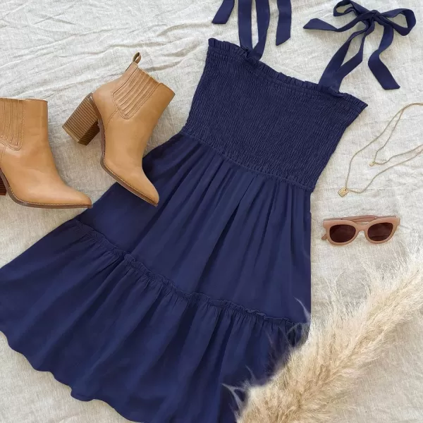 imageZESICA Womens Summer Spaghetti Strap Sleeveless Square Neck Ruffle A Line Swing Mini DressRoyalblue