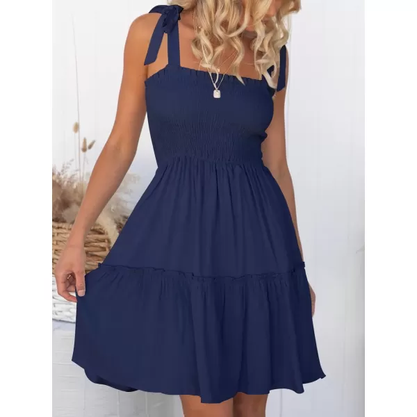 imageZESICA Womens Summer Spaghetti Strap Sleeveless Square Neck Ruffle A Line Swing Mini DressRoyalblue