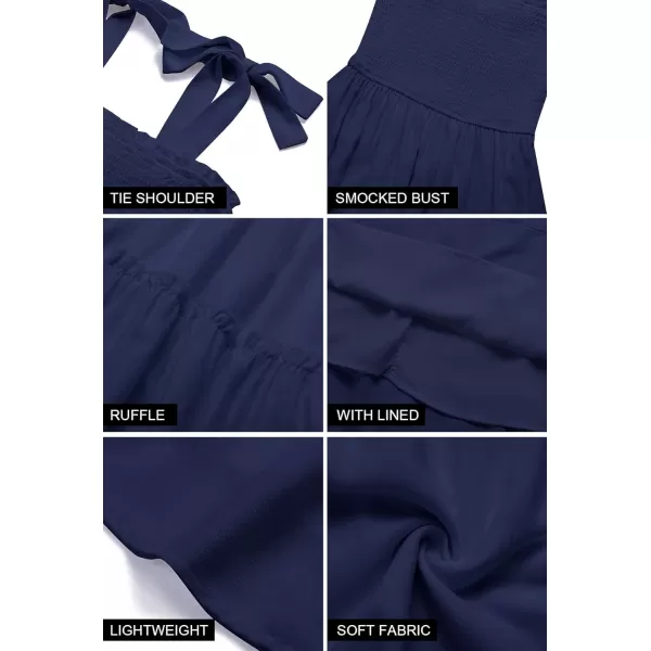 imageZESICA Womens Summer Spaghetti Strap Sleeveless Square Neck Ruffle A Line Swing Mini DressRoyalblue