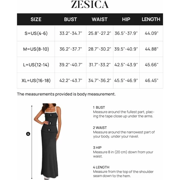 imageZESICA Womens Summer Spaghetti Straps Sleeveless Bodycon Maxi Dress 2024 Square Neck Contrast Ribbed Knit Long DressesBlack