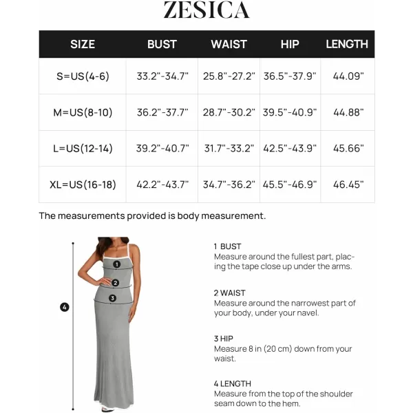 imageZESICA Womens Summer Spaghetti Straps Sleeveless Bodycon Maxi Dress 2024 Square Neck Contrast Ribbed Knit Long DressesGray