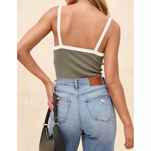 imageZESICA Womens Summer Spaghetti Straps Tank Tops Sleeveless Ribbed Knit Slim Fit Basic Camisole Tee ShirtsGrey