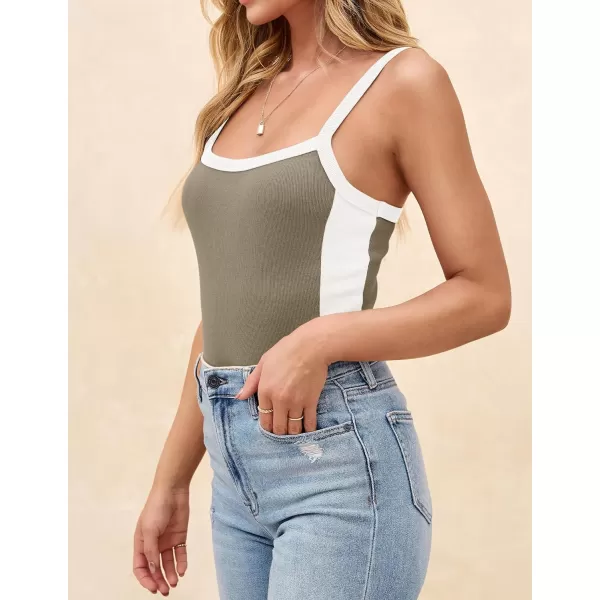 imageZESICA Womens Summer Spaghetti Straps Tank Tops Sleeveless Ribbed Knit Slim Fit Basic Camisole Tee ShirtsGrey