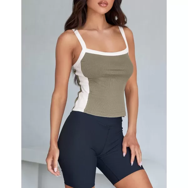 imageZESICA Womens Summer Spaghetti Straps Tank Tops Sleeveless Ribbed Knit Slim Fit Basic Camisole Tee ShirtsGrey