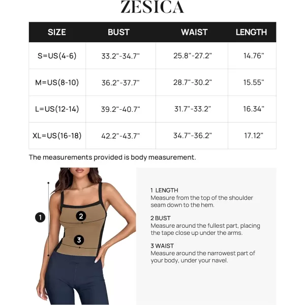 imageZESICA Womens Summer Spaghetti Straps Tank Tops Sleeveless Ribbed Knit Slim Fit Basic Camisole Tee ShirtsKhaki