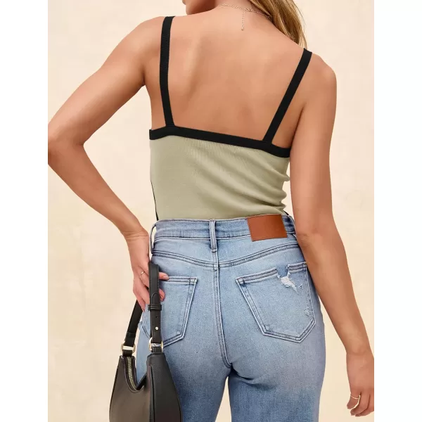 imageZESICA Womens Summer Spaghetti Straps Tank Tops Sleeveless Ribbed Knit Slim Fit Basic Camisole Tee ShirtsSand