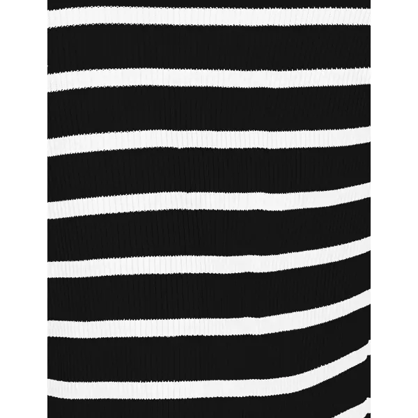 imageZESICA Womens Summer Square Neck Bodycon Maxi Dresses 2024 Casual Sleeveless Ribbed Knit Striped Beach Vacation Long DressBlack