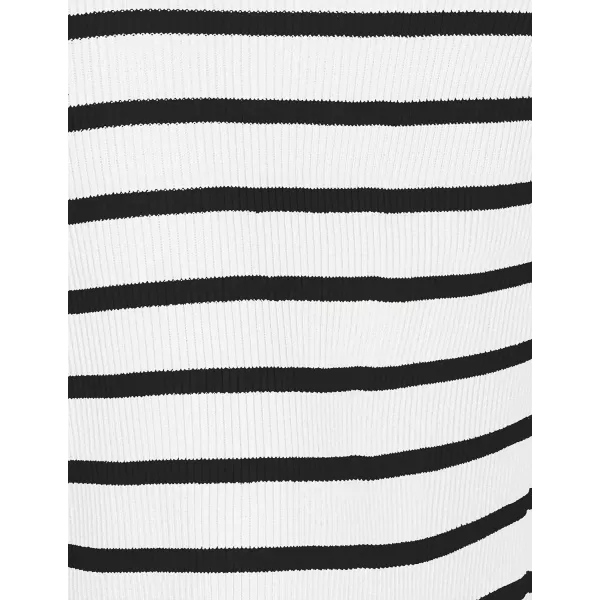 imageZESICA Womens Summer Square Neck Bodycon Maxi Dresses 2024 Casual Sleeveless Ribbed Knit Striped Beach Vacation Long DressWhite