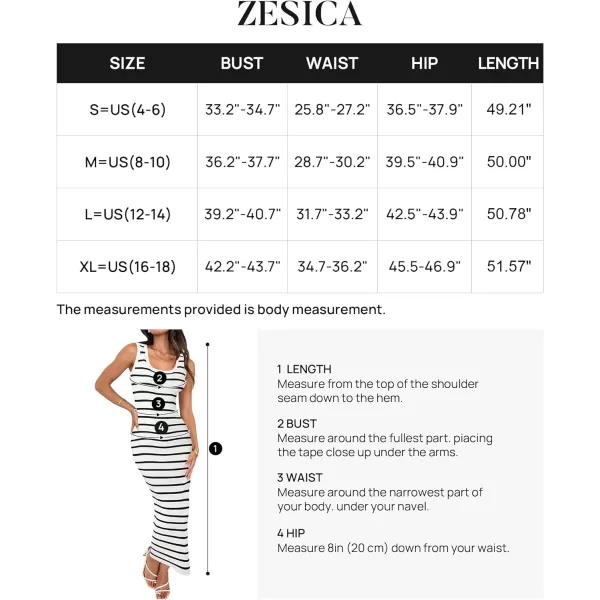 imageZESICA Womens Summer Square Neck Bodycon Maxi Dresses 2024 Casual Sleeveless Ribbed Knit Striped Beach Vacation Long DressWhite