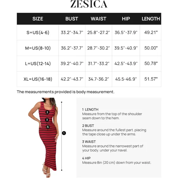 imageZESICA Womens Summer Square Neck Bodycon Maxi Dresses 2024 Casual Sleeveless Ribbed Knit Striped Beach Vacation Long DressWine