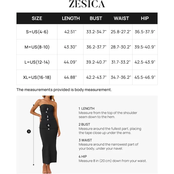 imageZESICA Womens Summer Strapless Bodycon Maxi Dress 2024 Off Shoulder Strapless Side Slit Tube Long Club Party DressesBlack