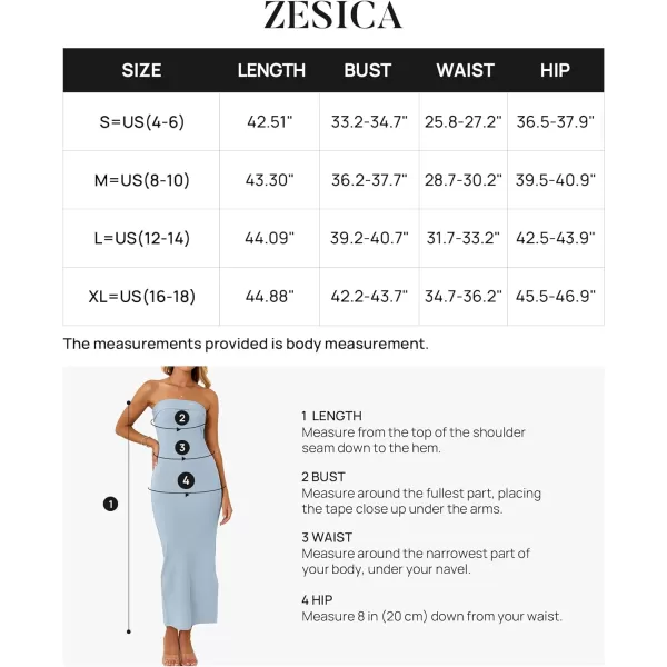 imageZESICA Womens Summer Strapless Bodycon Maxi Dress 2024 Off Shoulder Strapless Side Slit Tube Long Club Party DressesLight Blue