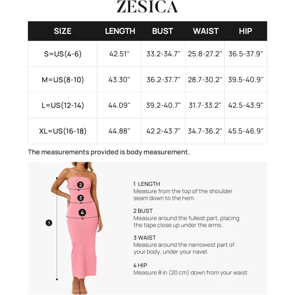 imageZESICA Womens Summer Strapless Bodycon Maxi Dress 2024 Off Shoulder Strapless Side Slit Tube Long Club Party DressesPink