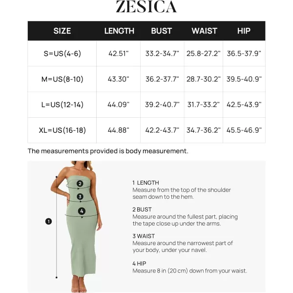 imageZESICA Womens Summer Strapless Bodycon Maxi Dress 2024 Off Shoulder Strapless Side Slit Tube Long Club Party DressesSage