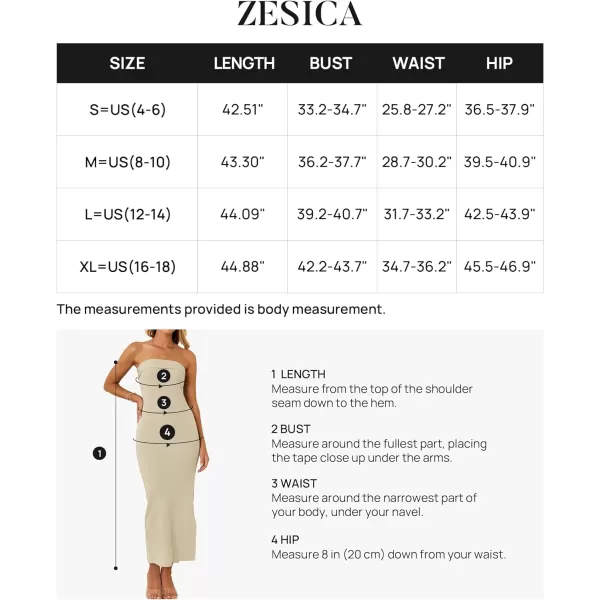 imageZESICA Womens Summer Strapless Bodycon Maxi Dress 2024 Off Shoulder Strapless Side Slit Tube Long Club Party DressesSand