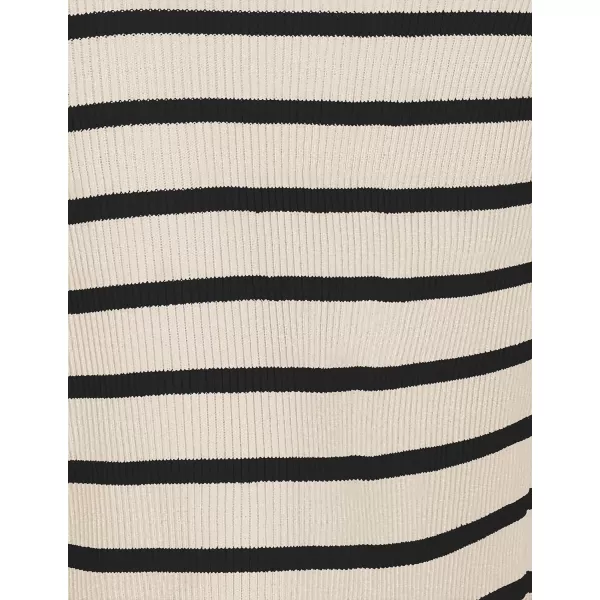 imageZESICA Womens Summer Striped Bodycon Midi Dresses 2024 Casual Sleeveless Scoop Neck Ribbed Knit Beach Vacation Long DressApricot