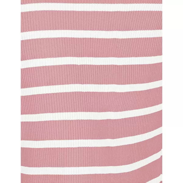 imageZESICA Womens Summer Striped Bodycon Midi Dresses 2024 Casual Sleeveless Scoop Neck Ribbed Knit Beach Vacation Long DressPink