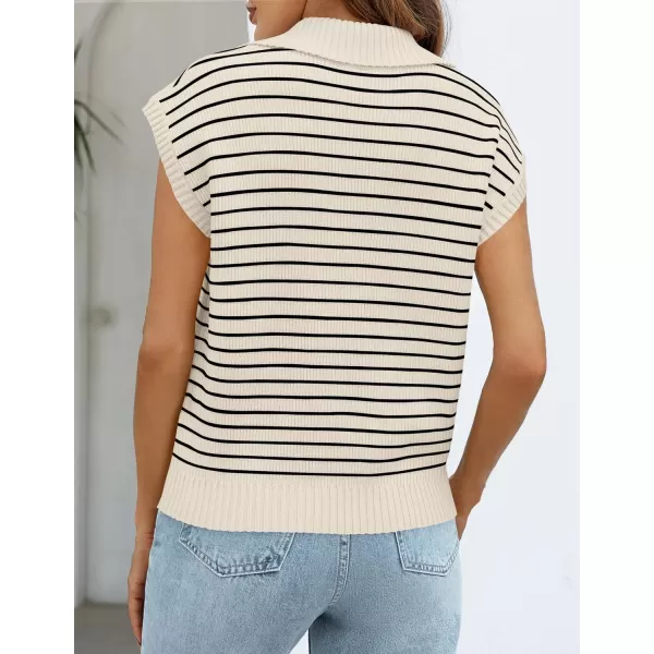imageZESICA Womens Summer Striped Sweater Vest Cap Sleeve V Neck Pullover Tank Tops Fashion Clothes 2024Beige