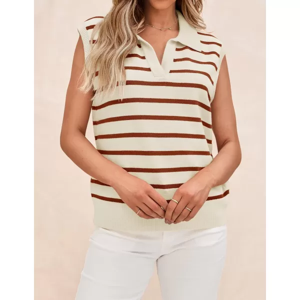imageZESICA Womens Summer Sweaters Vest 2024 V Neck Cap Sleeve Sleeveless Ribbed Knit Spring Tank TopsRust