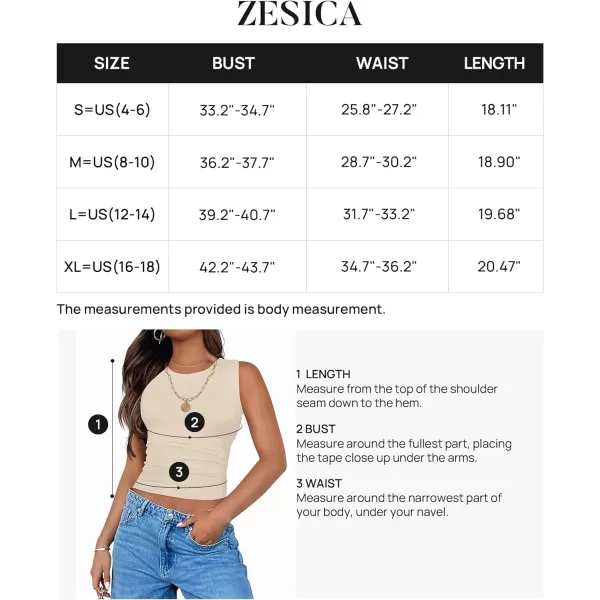 imageZESICA Womens Summer Tank Tops 2024 Sleeveless Crewneck Knit Slim Fitted Side Ruched Casual Basic ShirtApricot