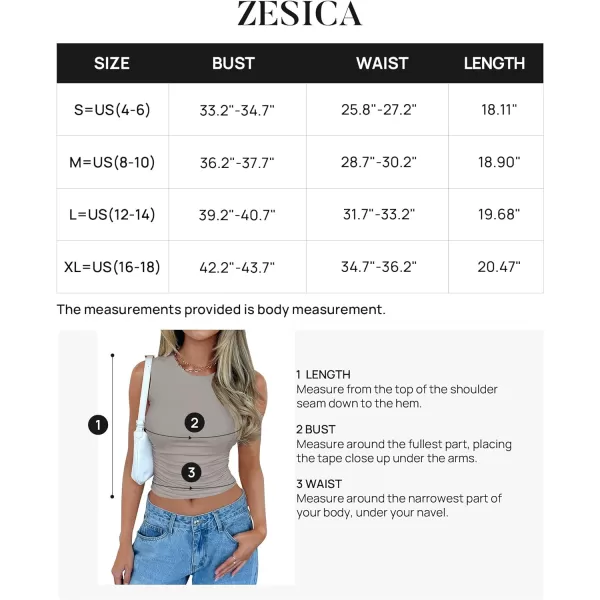 imageZESICA Womens Summer Tank Tops 2024 Sleeveless Crewneck Knit Slim Fitted Side Ruched Casual Basic ShirtSmoke