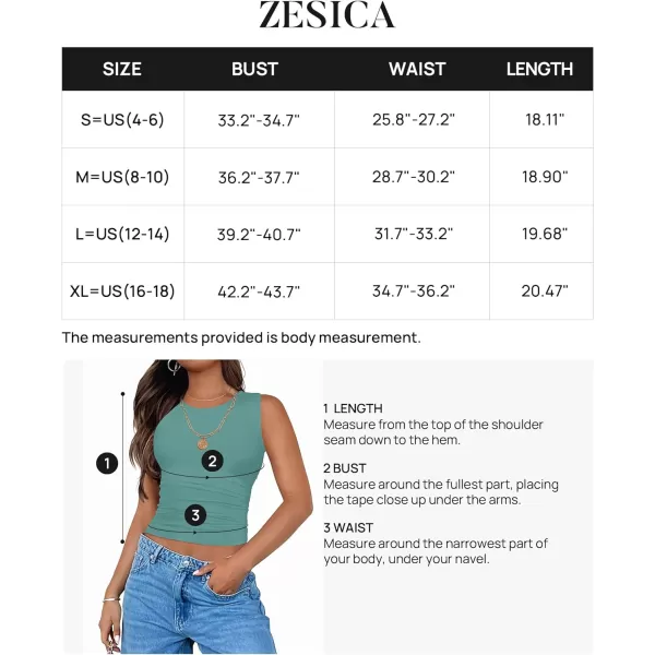 imageZESICA Womens Summer Tank Tops 2024 Sleeveless Crewneck Knit Slim Fitted Side Ruched Casual Basic ShirtTeal