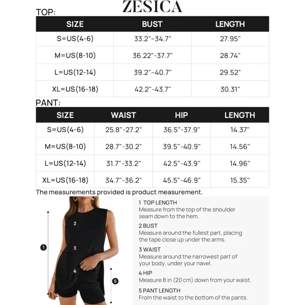 imageZESICA Womens Summer Two Piece Knit Outfits 2024 Casual Trendy Tank and Shorts Lounge SetsBlack