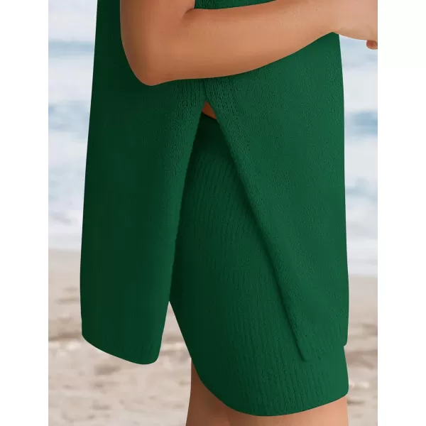 imageZESICA Womens Summer Two Piece Knit Outfits 2024 Casual Trendy Tank and Shorts Lounge SetsGreen