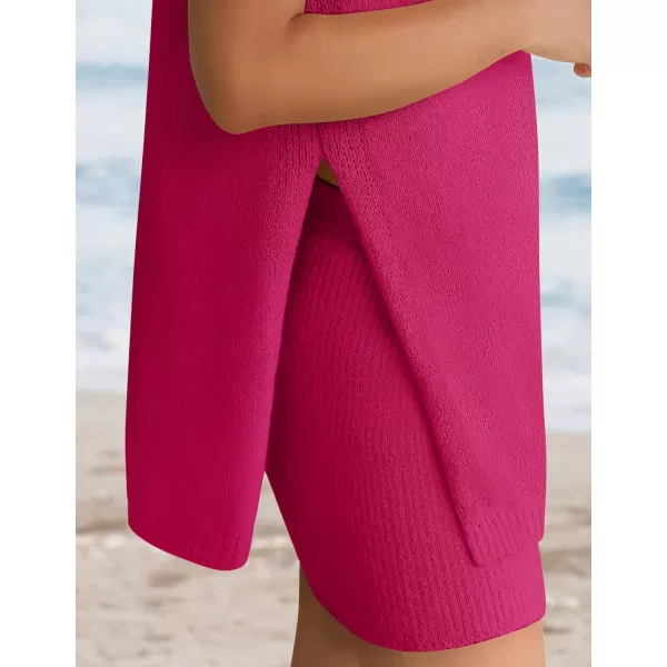 imageZESICA Womens Summer Two Piece Knit Outfits 2024 Casual Trendy Tank and Shorts Lounge SetsRose