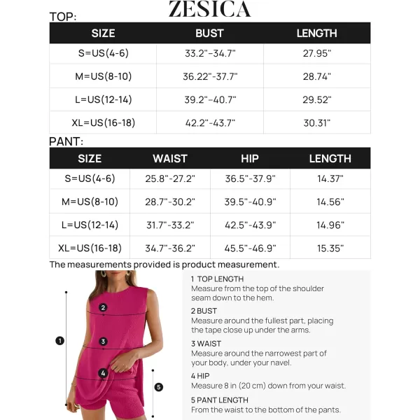 imageZESICA Womens Summer Two Piece Knit Outfits 2024 Casual Trendy Tank and Shorts Lounge SetsRose