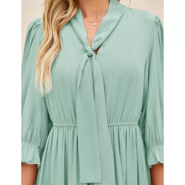 imageZESICA Womens Summer V Neck Maxi Dress Casual Short Sleeve Elastic High Tiered A Line Flowy Beach Party Long DressMint