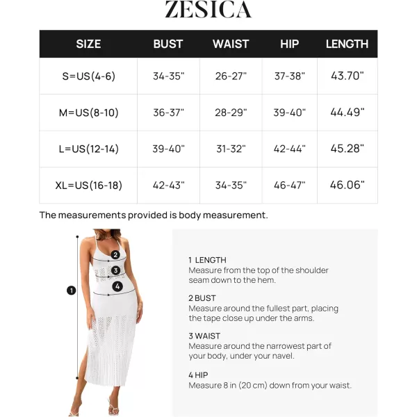 imageZESICA Womens Summer V Neck Sleeveless Dress Crochet Spaghetti Strap Beach Cover up Split Bodycon Midi DressesWhite