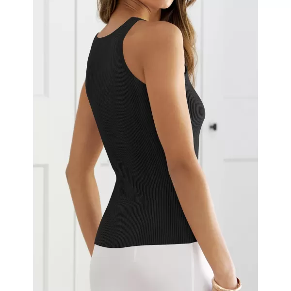imageZESICA Womens Tank Tops 2023 Sexy Sleeveless V Neck Ribbed Knit Slim Fitted Basic Tees ShirtsBlack
