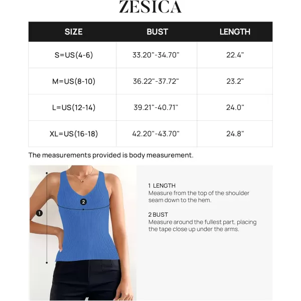 imageZESICA Womens Tank Tops 2023 Sexy Sleeveless V Neck Ribbed Knit Slim Fitted Basic Tees ShirtsCobalt