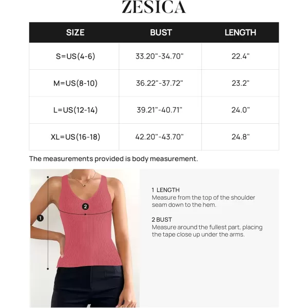 imageZESICA Womens Tank Tops 2023 Sexy Sleeveless V Neck Ribbed Knit Slim Fitted Basic Tees ShirtsCoral