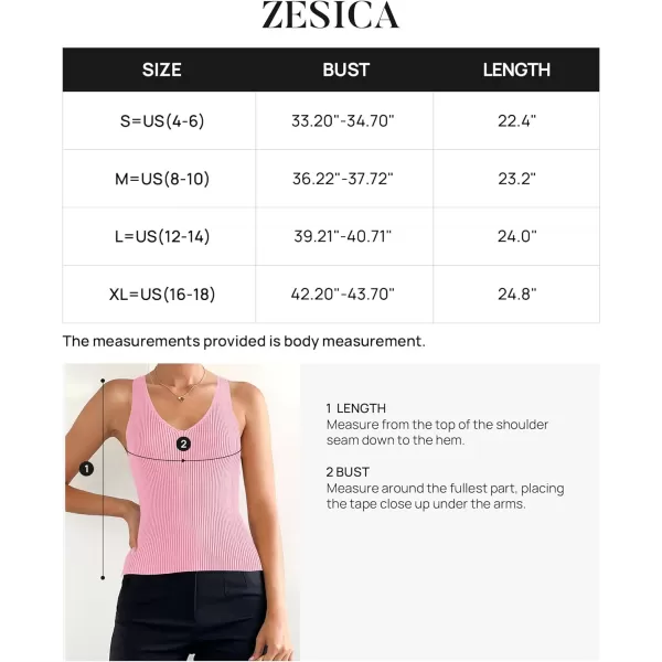 imageZESICA Womens Tank Tops 2023 Sexy Sleeveless V Neck Ribbed Knit Slim Fitted Basic Tees ShirtsHotpink