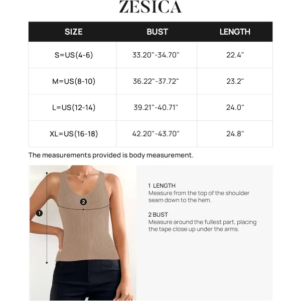 imageZESICA Womens Tank Tops 2023 Sexy Sleeveless V Neck Ribbed Knit Slim Fitted Basic Tees ShirtsKhaki