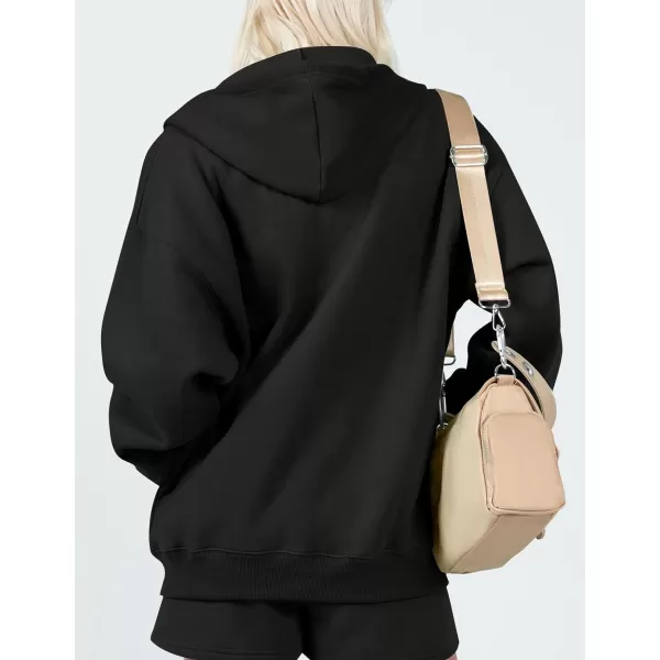imageZESICA Womens Two Piece Outfits Casual Long Sleeve Zipper Hoodie Tracksuit Sweatsuit Workout Set with PocketsBlack