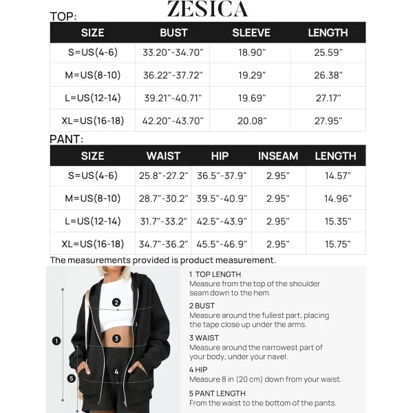 imageZESICA Womens Two Piece Outfits Casual Long Sleeve Zipper Hoodie Tracksuit Sweatsuit Workout Set with PocketsBlack