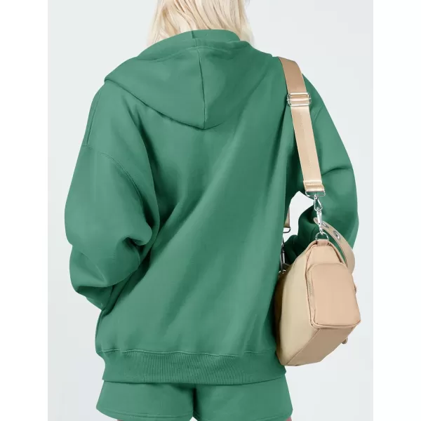 imageZESICA Womens Two Piece Outfits Casual Long Sleeve Zipper Hoodie Tracksuit Sweatsuit Workout Set with PocketsGreygreen