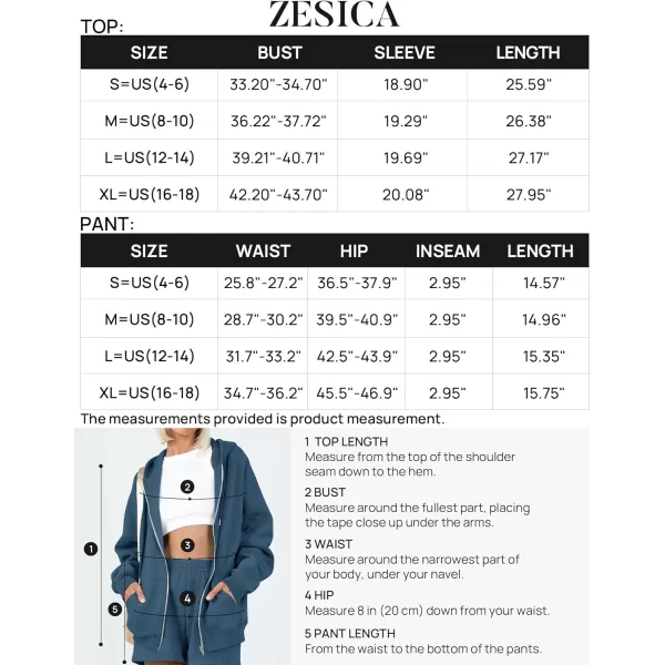 imageZESICA Womens Two Piece Outfits Casual Long Sleeve Zipper Hoodie Tracksuit Sweatsuit Workout Set with PocketsNavy