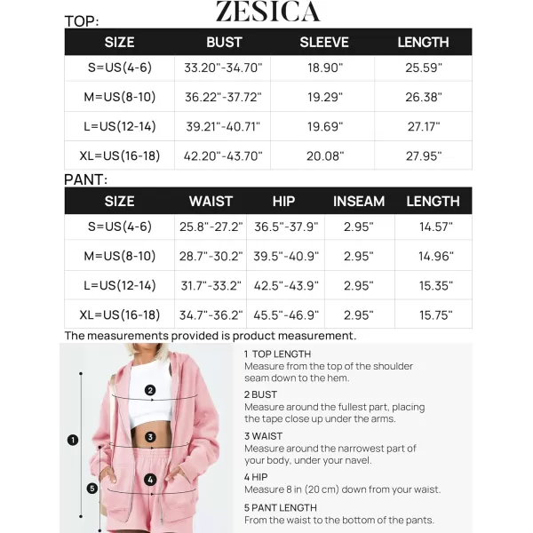 imageZESICA Womens Two Piece Outfits Casual Long Sleeve Zipper Hoodie Tracksuit Sweatsuit Workout Set with PocketsPink