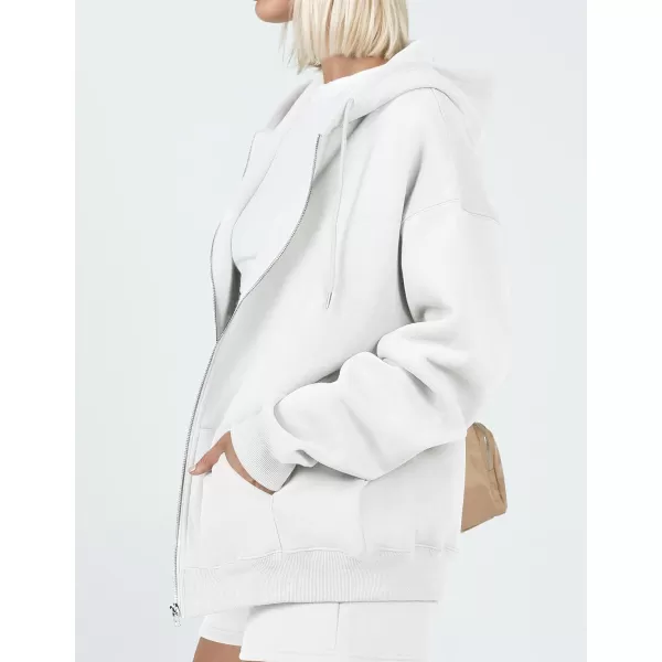 imageZESICA Womens Two Piece Outfits Casual Long Sleeve Zipper Hoodie Tracksuit Sweatsuit Workout Set with PocketsWhite