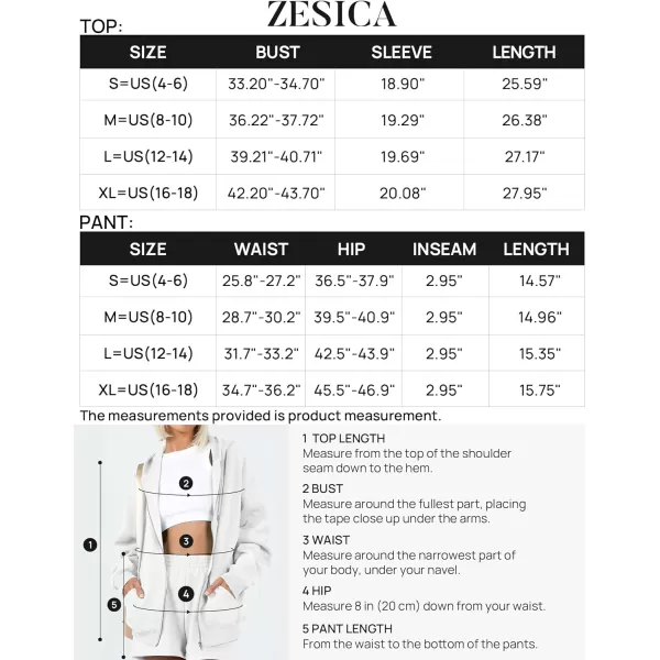 imageZESICA Womens Two Piece Outfits Casual Long Sleeve Zipper Hoodie Tracksuit Sweatsuit Workout Set with PocketsWhite