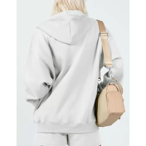 imageZESICA Womens Two Piece Outfits Casual Long Sleeve Zipper Hoodie Tracksuit Sweatsuit Workout Set with PocketsWhite